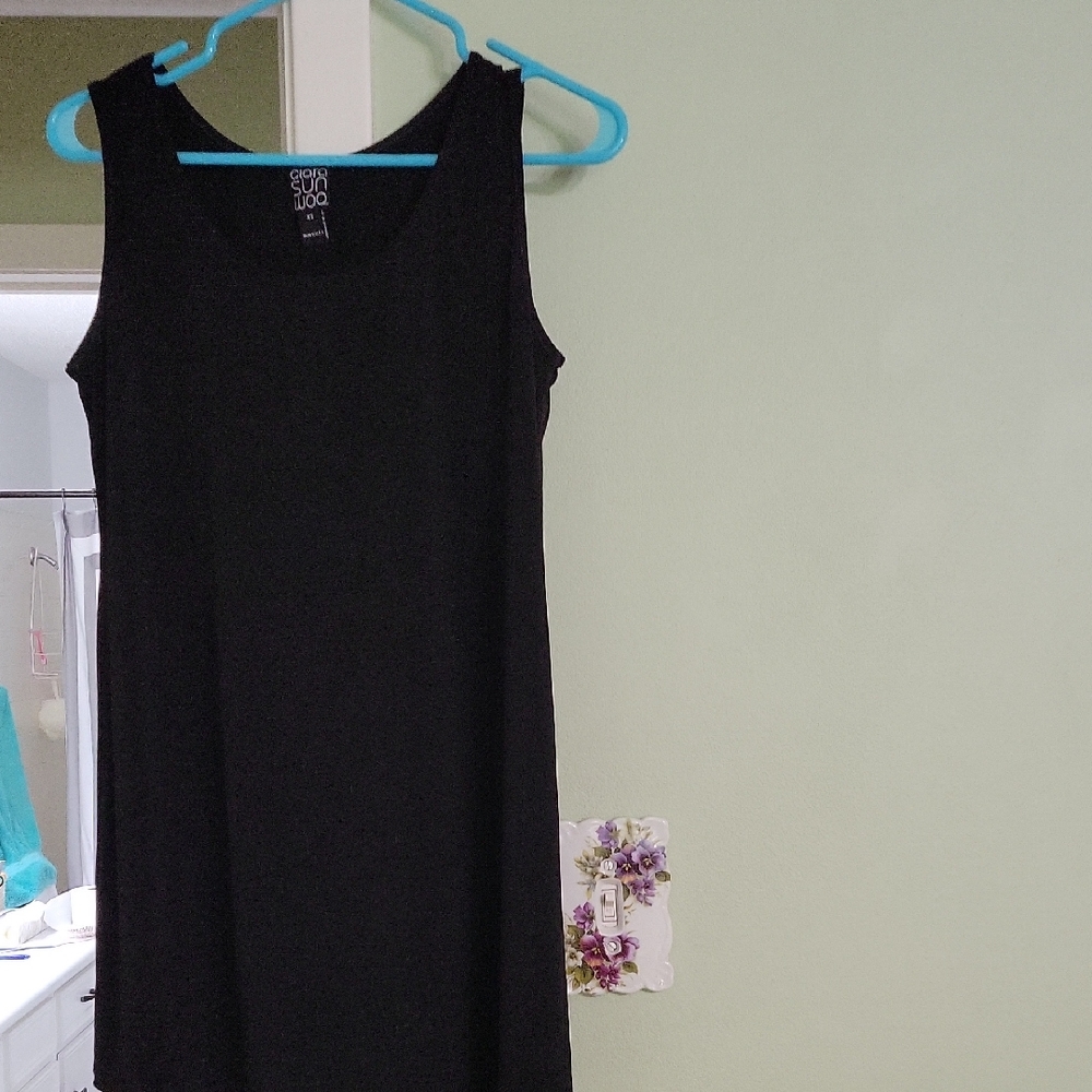Clara Sun Woo Black Sleeveless Scoop Neck Sheath Tunic